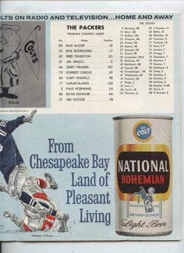 Ноември 6 1960 МАК Програма Green Bay Packers во Балтимор Colts ЕКС - МАК Autographed Разно Предмети