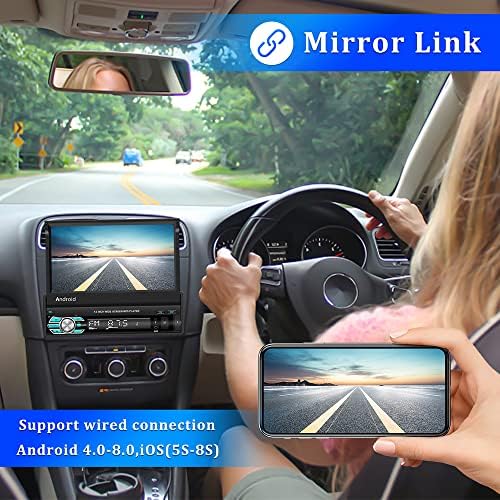 Андроид 10.0 Еден Din Стерео во Автомобил во Цртичка GPS, CAMECHO 7 Инчен Флип Надвор на Екранот на Допир е Радио за Автомобил Bluetooth FM Приемник, USB, WiFi Поврзани, Огледало Линк+ Re