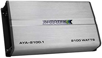 Autotek AYA-2100.1 Легура Серија Моно Subwoofer Автомобил Аудио Засилувач (Сребро) – Класа А/Б Засилувач, 2100 Вати, Жичен Бас Далечински