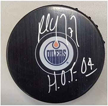 Павле Coffey Autographed Едмонтон Oilers Логото Пак w/HOF 04 Натпис