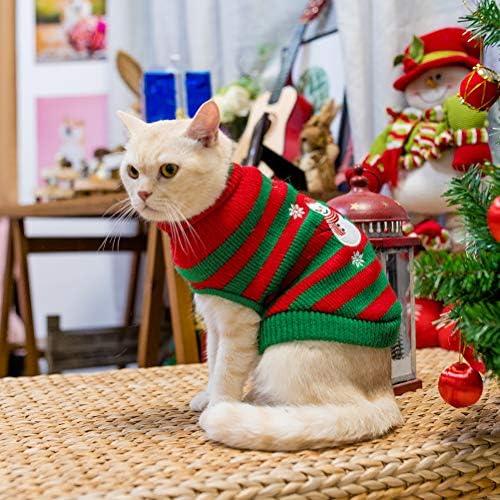 KOOLTAIL Мачка Џемпер Божиќ - Снег Човек Ленти Божиќ Мачки Празник Џемпери Мека Поврзана да се Задржи Топло во Зима Грда Џемпери