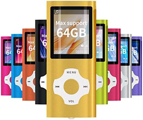 Mymahdi MP3/MP4 Пренослив Плеер, 1.8 Инчен LCD Екран и Картичка,Max Поддршка 64GB ТФ-Картичка, Злато