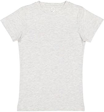 ЛАТ Девојки Памук парична Казна Џерси Екипажот Вратот Кратки Ракави, T-Shirt