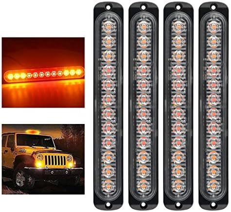 Автомобил 12 LED Итни Strobe Камион Маркер Флеш сопирачките, Бар,12LED Страна Создателот Светлина (Жолто-Црвено-Жолто, 4pcs)