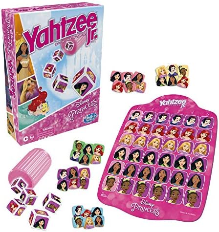 Yahtzee Jr.: Дизни Принцезата Издание Одбор Игра за Деца на Возраст од 4 и Нагоре, За 2-4 Играчи, Пребројување на гласовите и Појавување